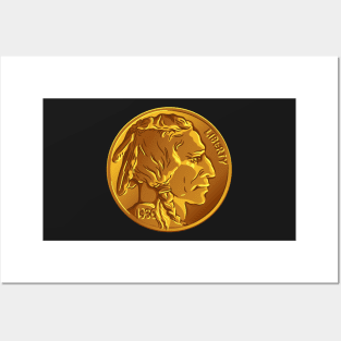 Vector American Buffalo gold coin Posters and Art